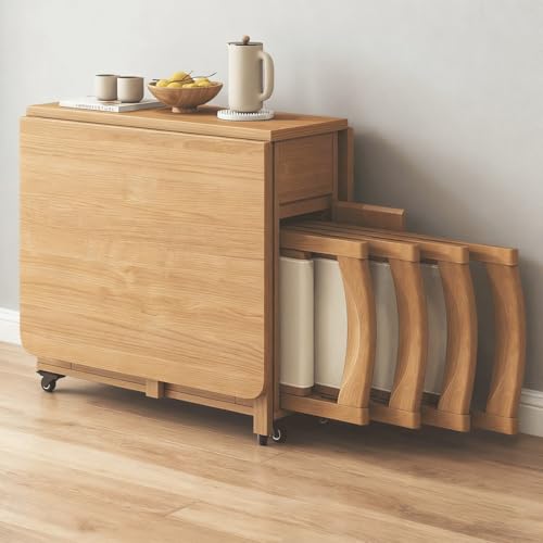Esszimmer Klappbares Esstisch- und Stuhlset, einziehbare Esstische aus Holz for zu Hause mit 4 Stühlen mit Rückenlehne und doppelter Klappfunktion, Mehrzweck-Klappstühle for kleine Räume Esszimmer Klappbares Esstisch- und Stuhlset, einziehbare Esstische aus Holz for zu Hause mit 4 Stühlen mit Rückenlehne und doppelter Klappfunktion, Mehrzweck-Klappstühle for kleine Räume von Generic