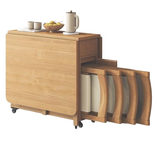 Esszimmer Klappbares Esstisch- und Stuhlset, einziehbarer Klapptisch for Zuhause, mit 4 Stühlen und Rädern, Keine Montage erforderlich, platzsparend Esszimmer Klappbares Esstisch- und Stuhlset, einziehbarer Klapptisch for Zuhause, mit 4 Stühlen und Rädern, Keine Montage erforderlich, platzsparend von Generic