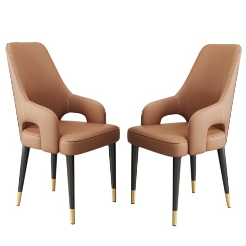 Esszimmerstühle, 2er-Set, Küchen-Esszimmerstühle, gepolstert, Mid-Century Modern, Sessel, Leder, Gäste-Wartezimmer, Seitenstuhl mit Metallbeinen für Wohnzimmer, Schlafzimmer von Generic