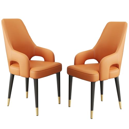 Esszimmerstühle, 2er-Set, gepolstert, Mid-Century Modern, Küchen-Esszimmerstühle, Sessel, Leder, Gäste-Wartezimmer, Seitenstuhl mit Metallbeinen für Wohnzimmer, Schlafzimmer Esszimmerstühle, 2er-Set, gepolstert, Mid-Century Modern, Küchen-Esszimmerstühle, Sessel, Leder, Gäste-Wartezimmer, Seitenstuhl mit Metallbeinen für Wohnzimmer, Schlafzimmer von Generic