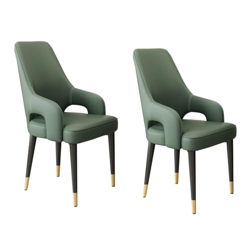Esszimmerstühle, 2er-Set, gepolstert, Mid-Century Modern, Küchen-Esszimmerstühle, Sessel, Leder, Gäste-Wartezimmer, Seitenstuhl mit Metallbeinen für Wohnzimmer, Schlafzimmer von Generic