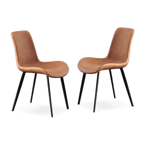 Esszimmerstühle 2er-Set, Gepolsterte Wohnzimmer Stühle im Mid-Century-Modern-Stil mit Stabilen Beinen aus Karbonstahl für Esszimmer, Wohnzimmer, Home Office(Orange) von Generic