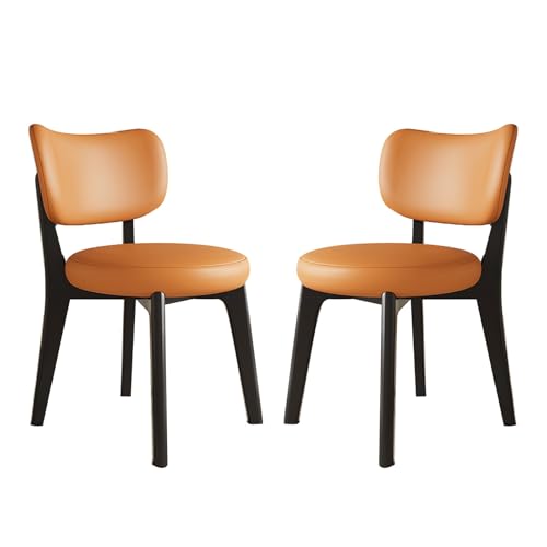 Esszimmerstühle 2er Set aus Holz, Moderner Gepolsterter Schminkstuhl mit Gebogener Rückenlehne, für Küche, Geeignetes Esszimmer, Restaurant, Schlafzimmer(Orange) von Generic