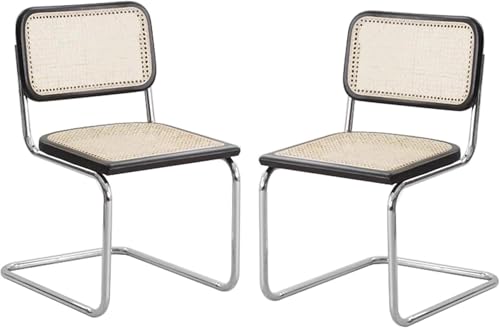 Esszimmerstühle Aus Rattan Esszimmerstühle 2er-Set, Küche Armlose Beistellstühle Mit Metallbeinen, Moderne Esszimmerstühle Mit Geflochtener Rückenlehne Aus Natürlichem Rattan Und Gepolstert Esszimmerstühle Aus Rattan Esszimmerstühle 2er-Set, Küche Armlose Beistellstühle Mit Metallbeinen, Moderne Esszimmerstühle Mit Geflochtener Rückenlehne Aus Natürlichem Rattan Und Gepolstert von Generic