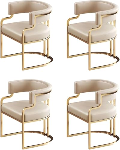 Esszimmerstühle Für Den Innenbereich, Gepolsterter Home Side Chair Armlehner Esszimmerstuhl Mit Kunstleder Und Messingbeinen Für Milchtee Shop Küche Esszimmer, Cinnamon, 4 Piece Set von Generic