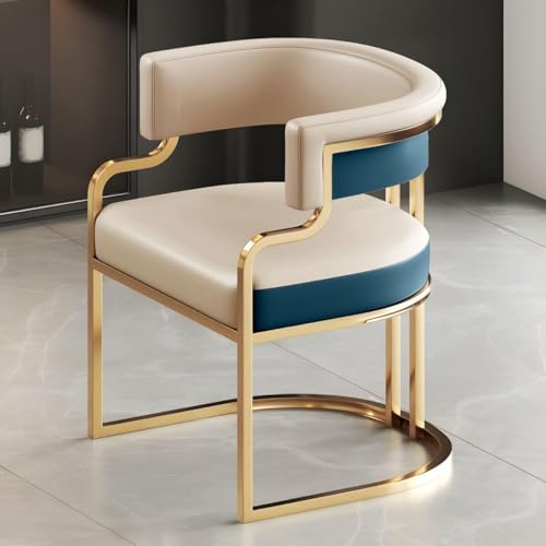 Esszimmerstühle Für Den Innenbereich, Gepolsterter Home Side Chair Armlehner Esszimmerstuhl Mit Kunstleder Und Messingbeinen Für Milchtee Shop Küche Esszimmer, Light Blue Gray, 1 Piece von Generic