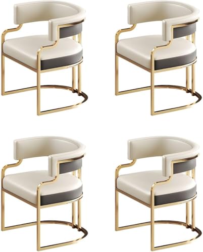 Esszimmerstühle Für Den Innenbereich, Gepolsterter Home Side Chair Armlehner Esszimmerstuhl Mit Kunstleder Und Messingbeinen Für Milchtee Shop Küche Esszimmer, Light Brown, 1 Piece von Generic