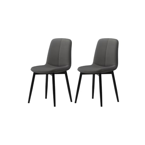 Esszimmerstühle Kunstleder Küchentischstuhl Mit Rückenlehne Und Black Metal Legs Lounge Ecke Polstert Sitz Für Heimfutter Wohnzimmer Restaurant(Size:2X,Color:Dunkelgrau) von Generic