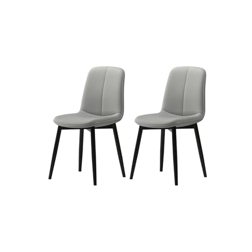 Esszimmerstühle Kunstleder Küchentischstuhl Mit Rückenlehne Und Black Metal Legs Lounge Ecke Polstert Sitz Für Heimfutter Wohnzimmer Restaurant(Size:2X,Color:Hellgrau) von Generic