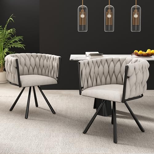 Esszimmerstühle Set 360° Drehbar Lounge Sessel mit 4 Metallstützbeinen Armlehnstuhl für Wohnzimmer Schlafzimmer Büro Studie Freizeit-Drehstuhl bis 150 kg belastbar 2-teilig Beige Leinen Esszimmerstühle Set 360° Drehbar Lounge Sessel mit 4 Metallstützbeinen Armlehnstuhl für Wohnzimmer Schlafzimmer Büro Studie Freizeit-Drehstuhl bis 150 kg belastbar 2-teilig Beige Leinen von Generic