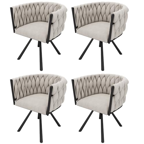 Esszimmerstühle Set 360° Drehbar Lounge Sessel mit 4 Metallstützbeinen Armlehnstuhl für Wohnzimmer Schlafzimmer Büro Studie Freizeit-Drehstuhl bis 150 kg belastbar 4-teilig Beige Leinen Esszimmerstühle Set 360° Drehbar Lounge Sessel mit 4 Metallstützbeinen Armlehnstuhl für Wohnzimmer Schlafzimmer Büro Studie Freizeit-Drehstuhl bis 150 kg belastbar 4-teilig Beige Leinen von Generic