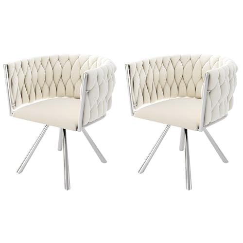 Esszimmerstühle Set 360° Drehbar Lounge Sessel mit 4 Stützbeinen aus Metall Armlehnstuhl für Wohnzimmer Esszimmer Schlafzimmer Büro Studie Freizeit-Drehstuhl 2-teilig Beige+Silber Samt Esszimmerstühle Set 360° Drehbar Lounge Sessel mit 4 Stützbeinen aus Metall Armlehnstuhl für Wohnzimmer Esszimmer Schlafzimmer Büro Studie Freizeit-Drehstuhl 2-teilig Beige+Silber Samt von Generic