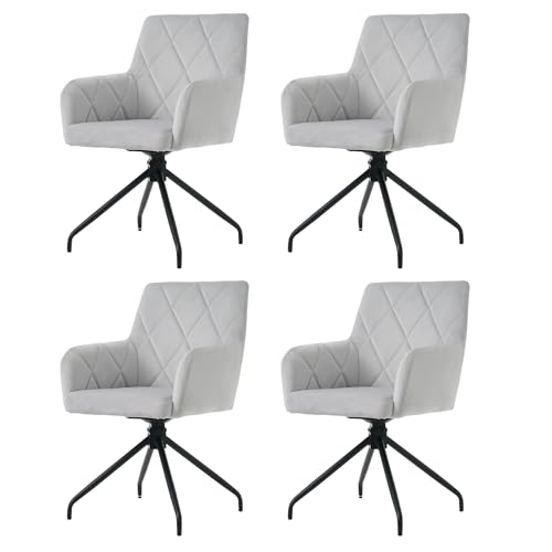Esszimmerstühle Set 360° Drehbarer Rautenmuster Samt Lounge-Stuhl für Esszimmer Küchen Wohnzimmer Gepolsterter Sessel mit 4 Metallbeinen Lendenwirbelstütze 4-teilig Hellgrau Esszimmerstühle Set 360° Drehbarer Rautenmuster Samt Lounge-Stuhl für Esszimmer Küchen Wohnzimmer Gepolsterter Sessel mit 4 Metallbeinen Lendenwirbelstütze 4-teilig Hellgrau von Generic