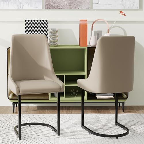 Esszimmerstühle Set PU-Leder mit Hohe Rückenlehne Loungesessel für Küche Wohnzimmer Schlafzimmer Büro Arbeitszimmer Freizeitstuhl bis 100 kg Belastbar 2-teilig Khaki Esszimmerstühle Set PU-Leder mit Hohe Rückenlehne Loungesessel für Küche Wohnzimmer Schlafzimmer Büro Arbeitszimmer Freizeitstuhl bis 100 kg Belastbar 2-teilig Khaki von Generic