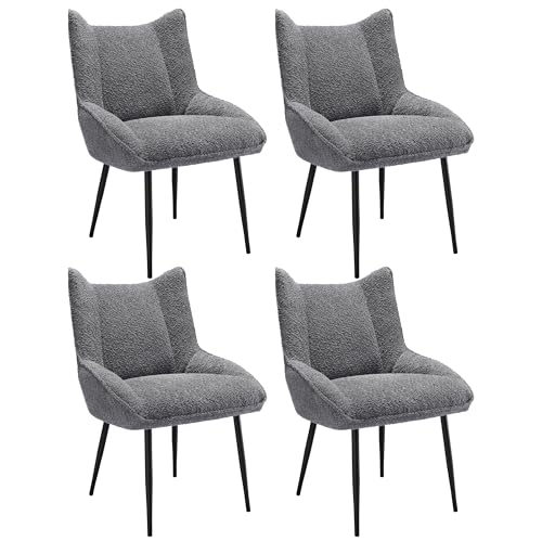 Esszimmerstühle Verdicktes Sitzkissen Loungesessel Sofastuhl für Wohnzimmer Küchen Schlafzimmer Armlehnstuhl Tragfähigkeit 150kg Polsterstuhl 4er Set Grau von Generic