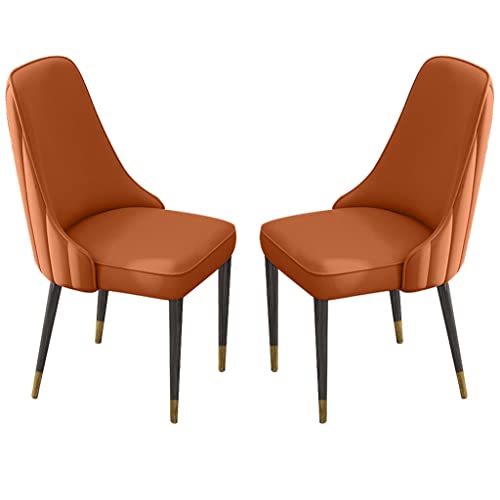 Esszimmerstühle aus Leder, 2er-Set, moderner Küchen-Seitenstuhl, Wohnzimmer-Lounge-Thekenstühle, stabile Beine aus Eisenkunstmetall von Generic