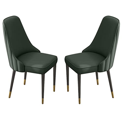 Esszimmerstühle aus Leder, 2er-Set, moderner Küchen-Seitenstuhl, Wohnzimmer-Lounge-Thekenstühle, stabile Beine aus Eisenkunstmetall von Generic