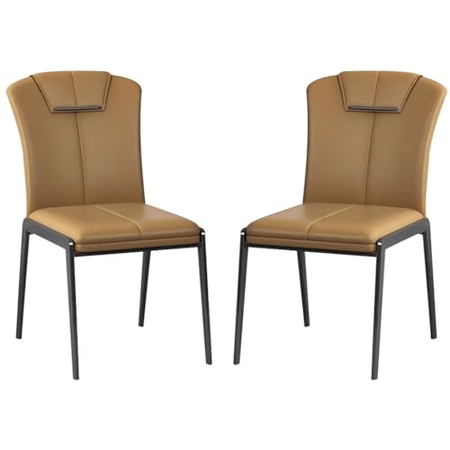 Esszimmerstühle aus Napa-Leder, 2er-Set, für Küche, Wohnzimmer, Lounge-Thekenstühle, Schreibtischstuhl für den Haushalt, stabile Metallbeine aus Karbonstahl ? von Generic