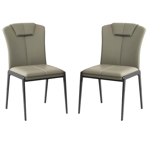 Esszimmerstühle aus Napa-Leder, 2er-Set, für Küche, Wohnzimmer, Lounge-Thekenstühle, Schreibtischstuhl für den Haushalt, stabile Metallbeine aus Karbonstahl ? von Generic
