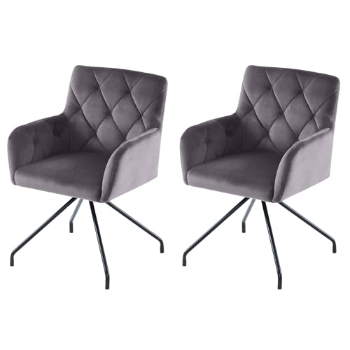 Esszimmerstühle mit Rautenmuster Samt Lounge Sessel mit 4 Metallbeinen Lendenwirbelstütze Armlehnstuhl für Wohnzimmer Arbeitszimmer Küchen Polsterstuhl 2er Set Grau Esszimmerstühle mit Rautenmuster Samt Lounge Sessel mit 4 Metallbeinen Lendenwirbelstütze Armlehnstuhl für Wohnzimmer Arbeitszimmer Küchen Polsterstuhl 2er Set Grau von Generic