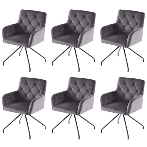 Esszimmerstühle mit Rautenmuster Samt Lounge Sessel mit 4 Metallbeinen Lendenwirbelstütze Armlehnstuhl für Wohnzimmer Arbeitszimmer Küchen Polsterstuhl 6er Set Grau Esszimmerstühle mit Rautenmuster Samt Lounge Sessel mit 4 Metallbeinen Lendenwirbelstütze Armlehnstuhl für Wohnzimmer Arbeitszimmer Küchen Polsterstuhl 6er Set Grau von Generic