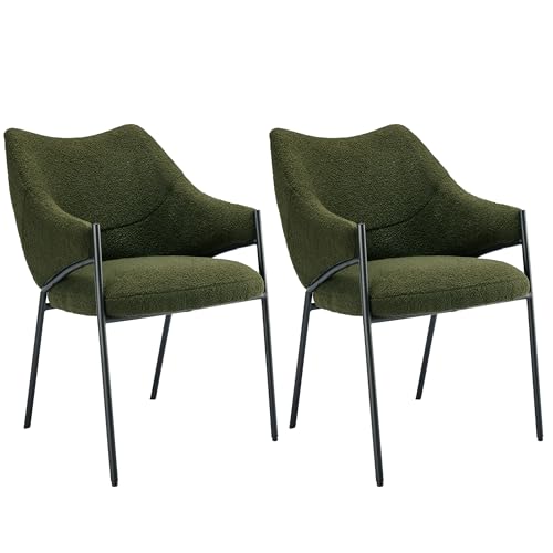 Esszimmerstühle mit Verdicktes Sitzkissen Loungesessel Sofastuhl für Küche Wohnzimmer Schlafzimmer Armlehnstuhl bis 150 kg Belastbar Polsterstuhl 2er Set Grün von Generic