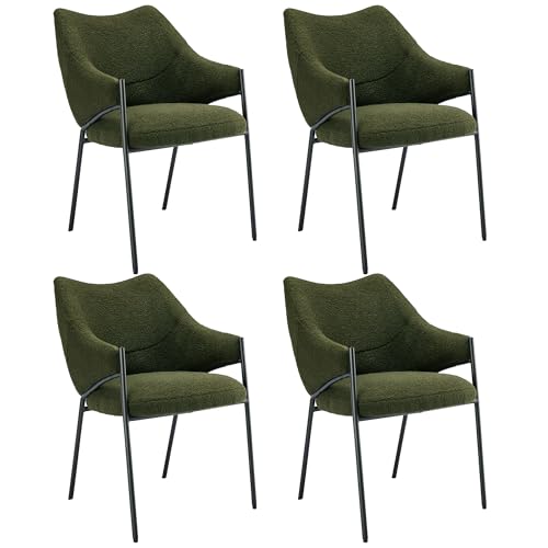 Esszimmerstühle mit Verdicktes Sitzkissen Loungesessel Sofastuhl für Küche Wohnzimmer Schlafzimmer Armlehnstuhl bis 150 kg Belastbar Polsterstuhl 4er Set Grün von Generic