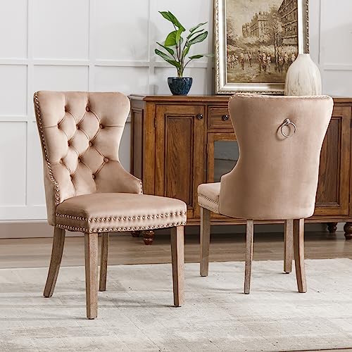 Esszimmerstühle mit einzigartigem Türklopfer auf der Rückseite Polsterstuhl mit Nagelkopfbesatz Beinen aus Massivholz Loungesessel für Wohnzimmer Esszimmer Küchen 2er Set Hellbraun Esszimmerstühle mit einzigartigem Türklopfer auf der Rückseite Polsterstuhl mit Nagelkopfbesatz Beinen aus Massivholz Loungesessel für Wohnzimmer Esszimmer Küchen 2er Set Hellbraun von Generic