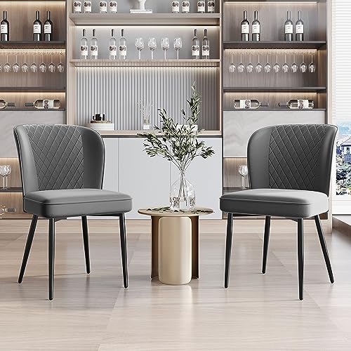 Esszimmerstuhl (2 St), Dunkelgrau,Polsterstuhl Design Stuhl mit Rückenlehne,Sitzfläche aus Samt Gestell aus Metall von Generic