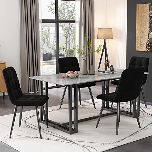 Esszimmerstuhl (4 St), Schwarz,4er-Set Polsterstuhl Design Stuhl mit Rückenlehne,Sitzfläche aus Samt Gestell aus Metall von Generic