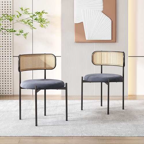 Esszimmerstuhl 2er Set Moderner Rattan-Freizeitstuhl mit 4 Stützbeinen aus Metall Samt Stühlen mit Rückenlehne für Küche Esszimmer Wohnzimmer Schlafzimmer 2 Grau Stuhl Esszimmerstuhl 2er Set Moderner Rattan-Freizeitstuhl mit 4 Stützbeinen aus Metall Samt Stühlen mit Rückenlehne für Küche Esszimmer Wohnzimmer Schlafzimmer 2 Grau Stuhl von Generic
