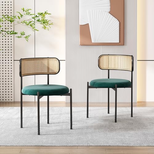 Esszimmerstuhl 2er Set Moderner Rattan-Freizeitstuhl mit 4 Stützbeinen aus Metall Samt Stühlen mit Rückenlehne für Küche Esszimmer Wohnzimmer Schlafzimmer 2 Grün Stuhl Esszimmerstuhl 2er Set Moderner Rattan-Freizeitstuhl mit 4 Stützbeinen aus Metall Samt Stühlen mit Rückenlehne für Küche Esszimmer Wohnzimmer Schlafzimmer 2 Grün Stuhl von Generic