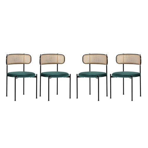 Esszimmerstuhl 4er Set Moderner Rattan-Freizeitstuhl mit 4 Stützbeinen aus Metall Samt Stühlen mit Rückenlehne für Küche Esszimmer Wohnzimmer Schlafzimmer 4 Grün Stuhl Esszimmerstuhl 4er Set Moderner Rattan-Freizeitstuhl mit 4 Stützbeinen aus Metall Samt Stühlen mit Rückenlehne für Küche Esszimmer Wohnzimmer Schlafzimmer 4 Grün Stuhl von Generic