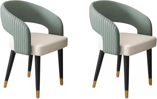 Esszimmerstuhl Armlehnen Leder Esszimmer Gepolstert 2er Set Seitlich Mit Metallbeinen Modern, Grey Esszimmerstuhl Armlehnen Leder Esszimmer Gepolstert 2er Set Seitlich Mit Metallbeinen Modern, Grey von Generic