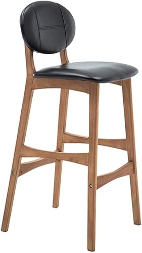 Esszimmerstuhl Barhocker Aus Holz Rustikale Küche Pub Fußstütze Pu Sitz Küchentheke Barhocker Für Küche Pub Café Max. Belastung 200kg, Black, Seat Height:75cm von Generic