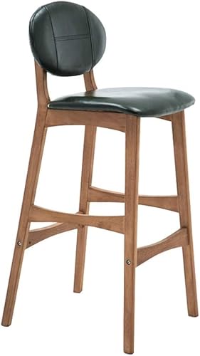 Esszimmerstuhl Barhocker Aus Holz Rustikale Küche Pub Fußstütze Pu Sitz Küchentheke Barhocker Für Küche Pub Café Max. Belastung 200kg, Green, Seat Height:75cm von Generic