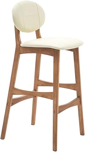 Esszimmerstuhl Barhocker Aus Holz Rustikale Küche Pub Fußstütze Pu Sitz Küchentheke Barhocker Für Küche Pub Café Max. Belastung 200kg, White, Seat Height:75cm von Generic