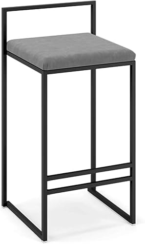 Esszimmerstuhl | Barhocker Aus Schwarzem Metall Mit Voller Rückenlehne, Fußstütze Hocker Flanell Kissen Sitz Mit Und Rückenlehne, Pub Café Room Küchentheke, Green, 75cm(29″) von Generic
