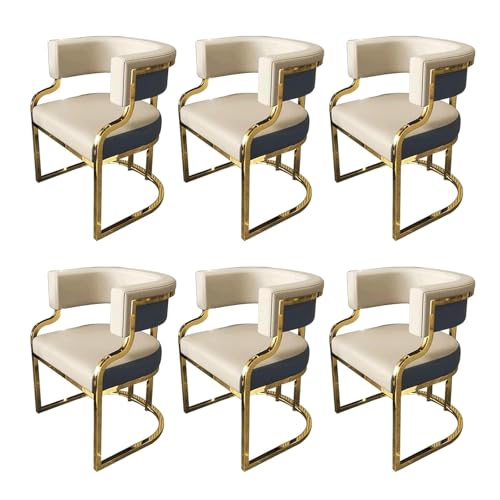 Esszimmerstuhl Esszimmerstühle 6er-Set Ledergepolsterter Esszimmerstuhl mit denen Metallbeinen Küchenstühle Offenes Esszimmerstuhl-Set Modern von Generic