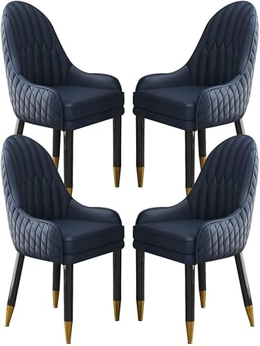 Esszimmerstuhl Mikrofaser Leder Küche Esszimmerstuhl Set Mit 4 Wohnzimmer-Lounge-thekenstühlen Schlafzimmerzimmer Balkon Sofa Stuhl Massivholzbeine, All Blue, One Size von Generic