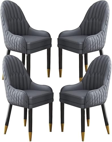 Esszimmerstuhl Mikrofaser Leder Küche Esszimmerstuhl Set Mit 4 Wohnzimmer-Lounge-thekenstühlen Schlafzimmerzimmer Balkon Sofa Stuhl Massivholzbeine, All Cement Gray, One Size von Generic