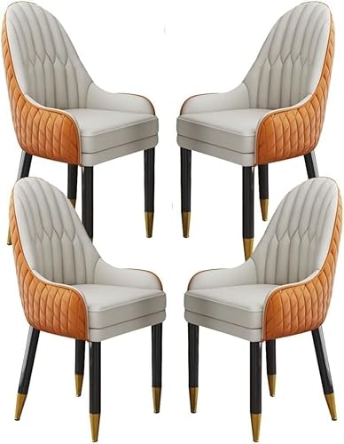 Esszimmerstuhl Mikrofaser Leder Küche Esszimmerstuhl Set Mit 4 Wohnzimmer-Lounge-thekenstühlen Schlafzimmerzimmer Balkon Sofa Stuhl Massivholzbeine, Orange+beige, One Size Esszimmerstuhl Mikrofaser Leder Küche Esszimmerstuhl Set Mit 4 Wohnzimmer-Lounge-thekenstühlen Schlafzimmerzimmer Balkon Sofa Stuhl Massivholzbeine, Orange+beige, One Size von Generic