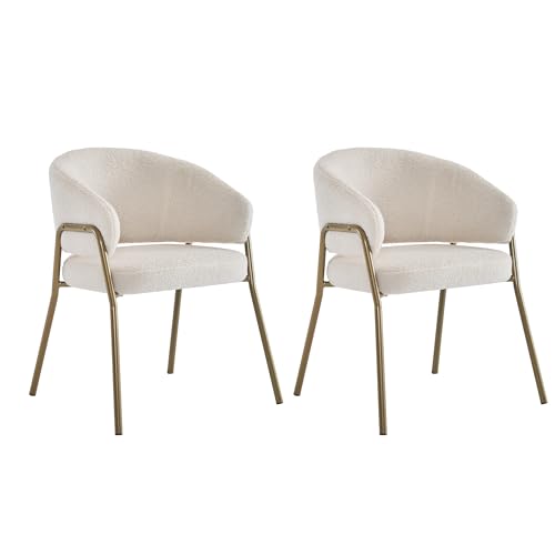 Esszimmerstuhl Moderner Polsterstuhl mit Rückenlehne Metallbeine Lounge Sessel für Esszimmer Wohnzimmer Arbeitszimmer Küchen Schlafzimmer Armlehnstuhl 2er Set Weiß Esszimmerstuhl Moderner Polsterstuhl mit Rückenlehne Metallbeine Lounge Sessel für Esszimmer Wohnzimmer Arbeitszimmer Küchen Schlafzimmer Armlehnstuhl 2er Set Weiß von Generic