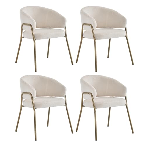 Esszimmerstuhl Moderner Polsterstuhl mit Rückenlehne Metallbeine Lounge Sessel für Esszimmer Wohnzimmer Arbeitszimmer Küchen Schlafzimmer Armlehnstuhl 4er Set Weiß Esszimmerstuhl Moderner Polsterstuhl mit Rückenlehne Metallbeine Lounge Sessel für Esszimmer Wohnzimmer Arbeitszimmer Küchen Schlafzimmer Armlehnstuhl 4er Set Weiß von Generic