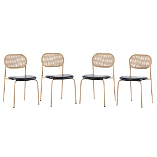 Esszimmerstuhl Set mit 4 Stützbeinen aus Metall Freizeitstuhl für Esszimmer Shlafzimmer Arbeitzimmer Schlafzimmer Küchenstuhl bis 150 kg belastbar Loungesessel 4-teilig Schwarz von Generic