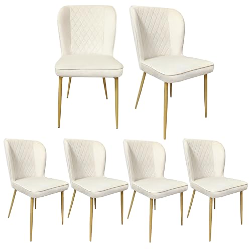 Esszimmerstuhl Set mit Rückenlehne Sitzfläche aus Samt Polsterstuhl für Wohnzimmer Küchen Schlafzimmer Loungesessel Gestell aus Metall Freizeitstuhl 6-teilig Beige von Generic