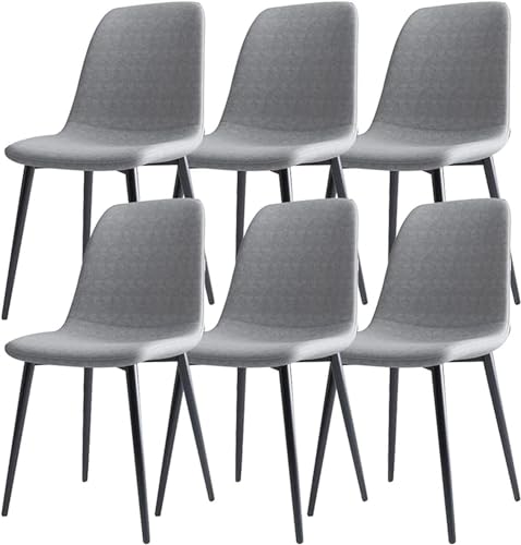 Esszimmerstuhl aus Kunstleder, Küchenstühle 6er-Set, Beistellstuhl mit omischer Rückenlehne und Metallbeinen, Freizeitstuhl für Theke von Generic