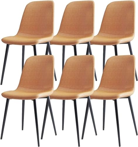 Esszimmerstuhl aus Kunstleder, Küchenstühle 6er-Set, Beistellstuhl mit omischer Rückenlehne und Metallbeinen, Freizeitstuhl für Theke von Generic