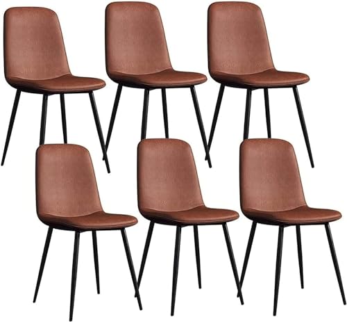 Esszimmerstuhl aus PU-Leder, Moderne Küchenstühle, 6er-Set, Lounge-Wohnzimmer-Eckstuhl mit Metallbeinen, nordischer Schminkstuhl von Generic