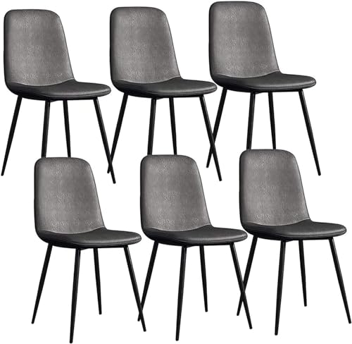 Esszimmerstuhl aus PU-Leder, Moderne Küchenstühle, 6er-Set, Lounge-Wohnzimmer-Eckstuhl mit Metallbeinen, nordischer Schminkstuhl von Generic